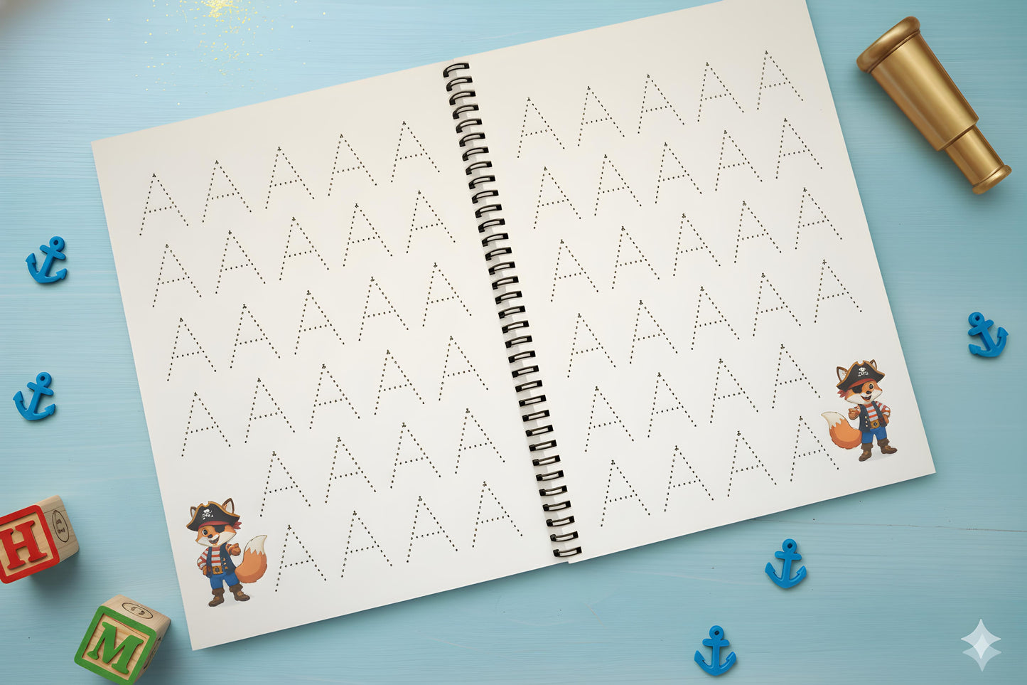Pirate Alphabet Adventure: Learn Capital Letters with Momo the Fox.: Alphabet Tracing Workbook for Kids Ages 3–6 | Pirate-Themed Pencil Control Practice with Fun Adventures