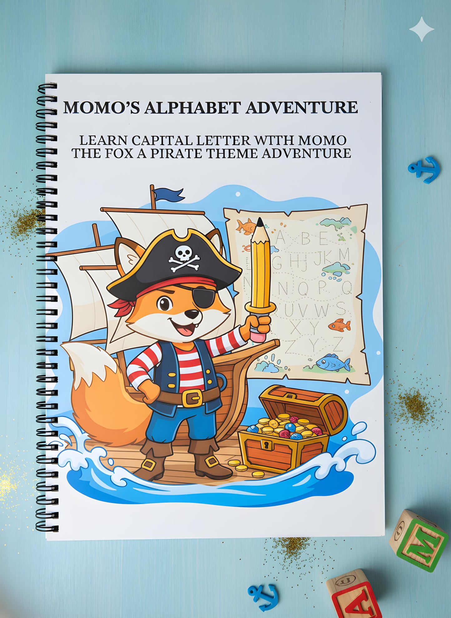 Pirate Alphabet Adventure: Learn Capital Letters with Momo the Fox.: Alphabet Tracing Workbook for Kids Ages 3–6 | Pirate-Themed Pencil Control Practice with Fun Adventures