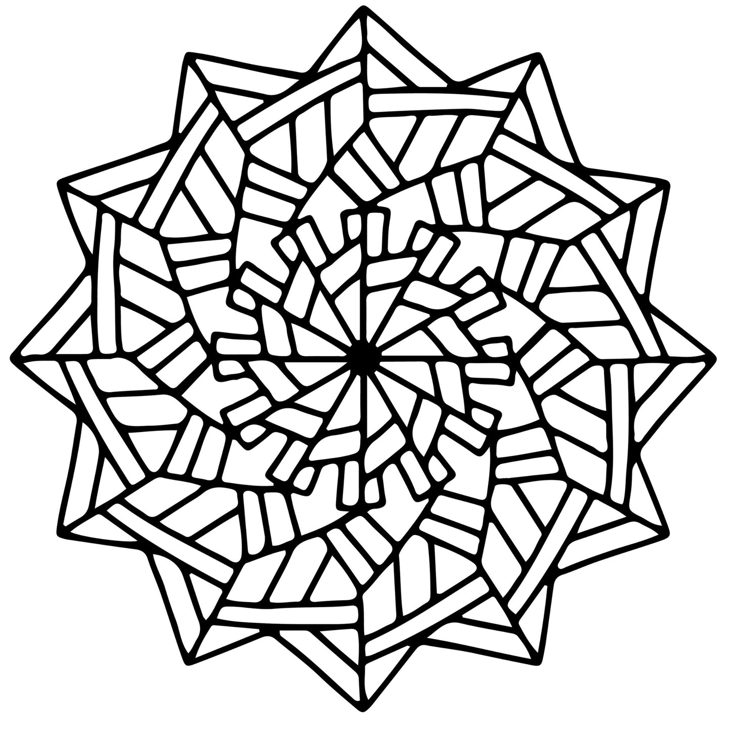 Black geometric pattern on a white background