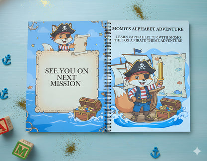 Pirate Alphabet Adventure: Learn Capital Letters with Momo the Fox.: Alphabet Tracing Workbook for Kids Ages 3–6 | Pirate-Themed Pencil Control Practice with Fun Adventures