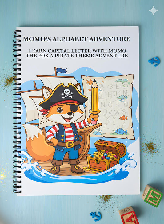 Pirate Alphabet Adventure: Learn Capital Letters with Momo the Fox.: Alphabet Tracing Workbook for Kids Ages 3–6 | Pirate-Themed Pencil Control Practice with Fun Adventures