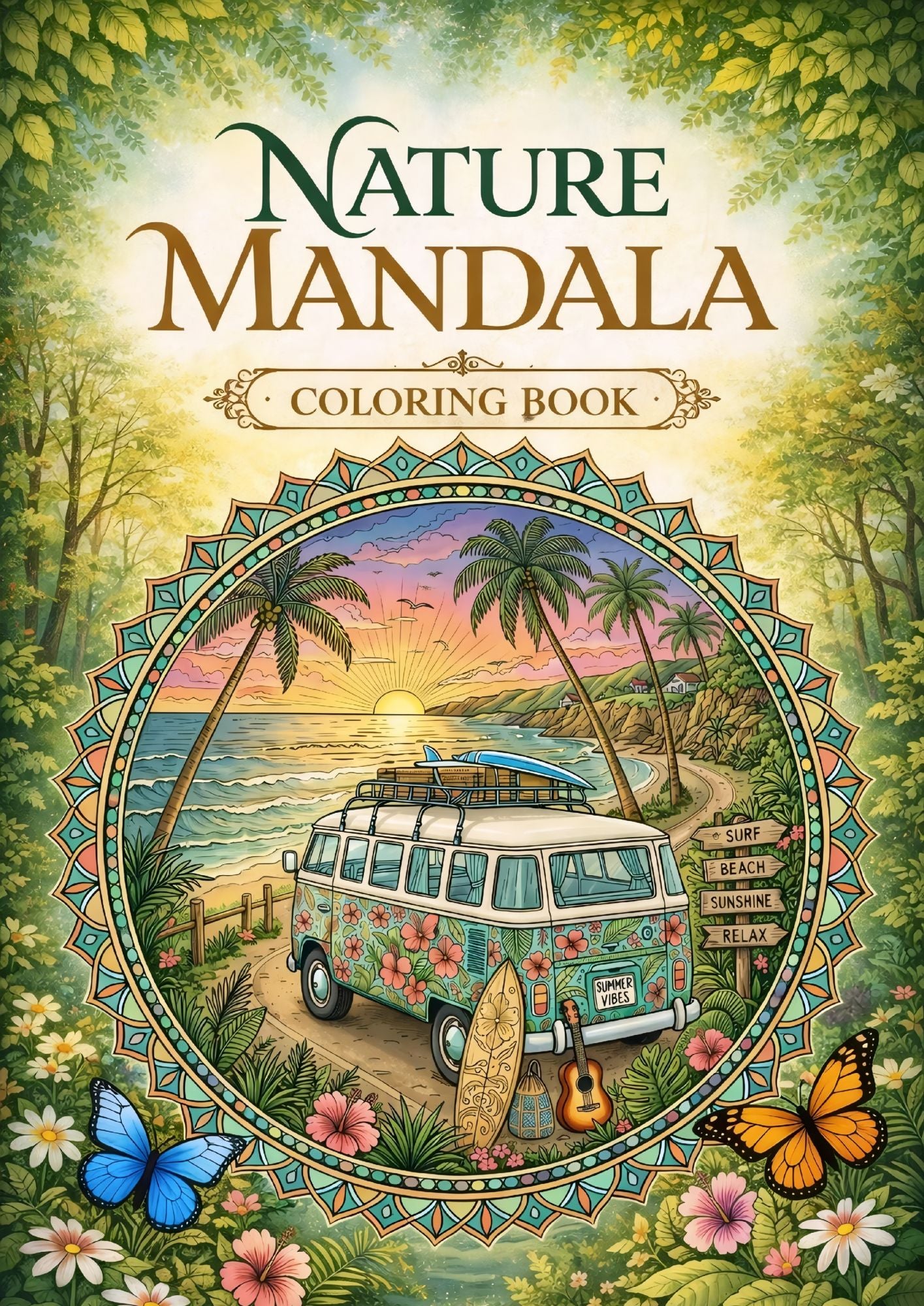 Nature Mandala Coloring Book for Adults: 40 Relaxing Nature-Inspired Mandalas, Landscapes &amp; Botanical Designs for Stress Relief and Mindfulness