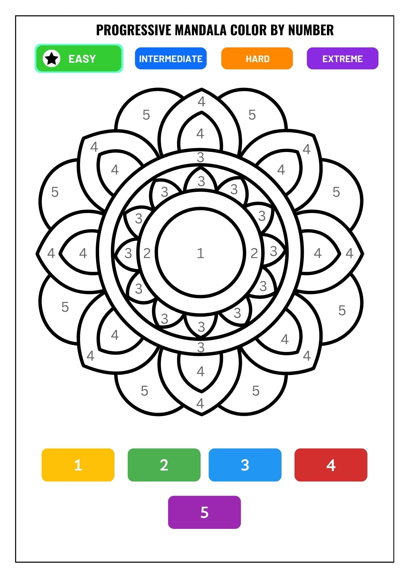 Progressive Mandala Color by Number Coloring Book for Adults: 40 Beautiful Mandalas Across 4 Difficulty Levels | Mindfulness, Relaxation & Creative Focus