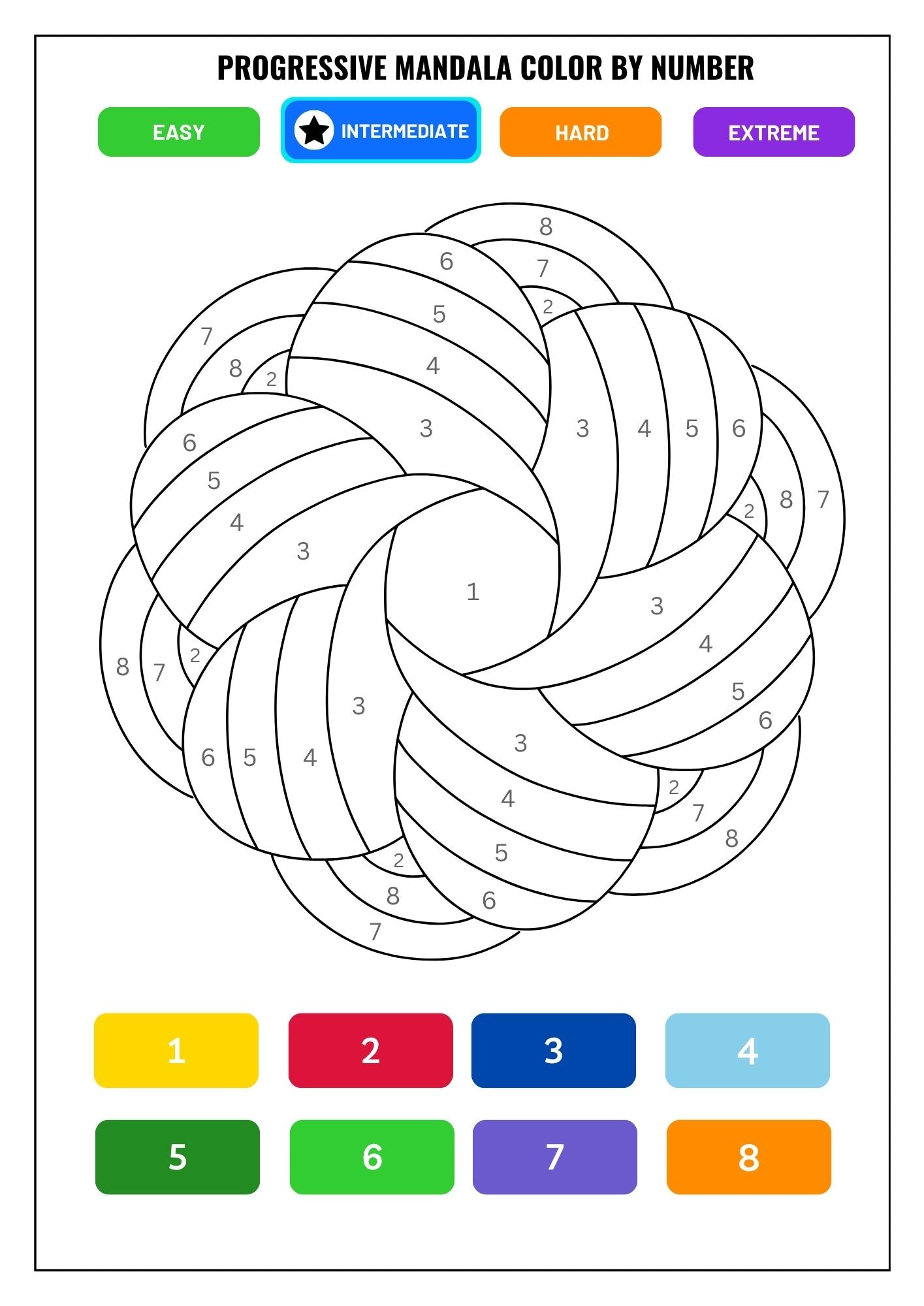 Progressive Mandala Color by Number Coloring Book for Adults: 40 Beautiful Mandalas Across 4 Difficulty Levels | Mindfulness, Relaxation & Creative Focus